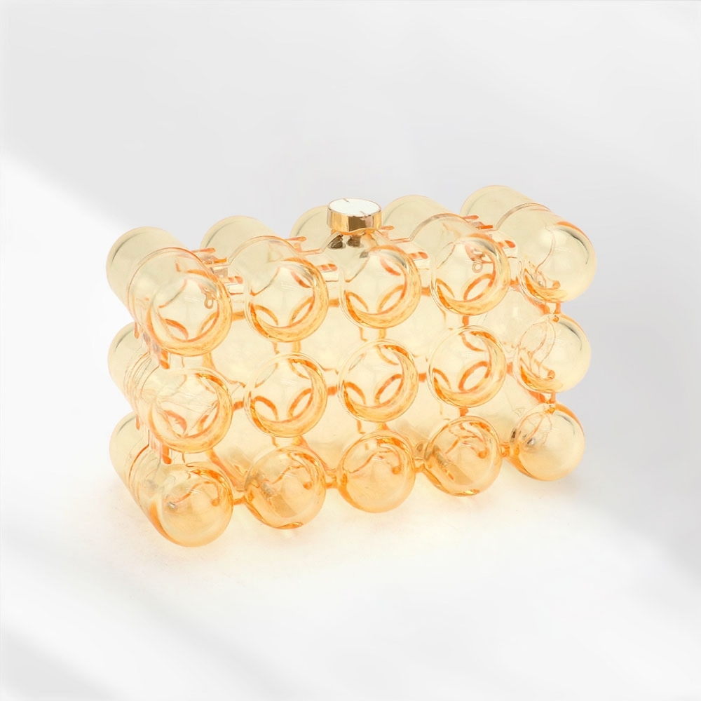 Bubble Transparent Clear Box CrossBody Purse Clutch Bag Yellow Women Accessory